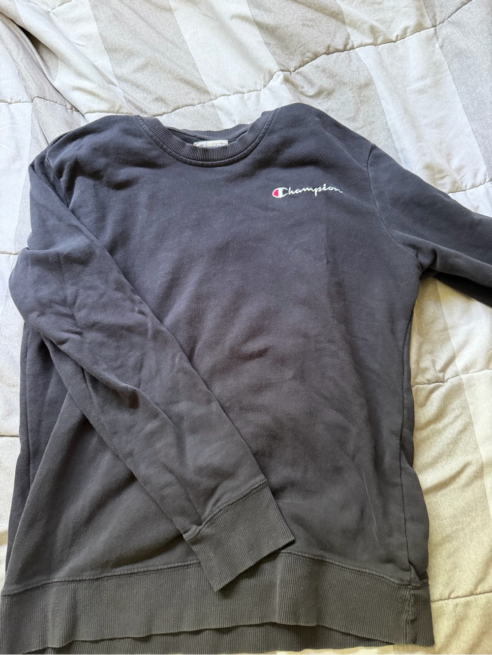 Champion Black Pullover Sweatshirt with Embroidered Logo